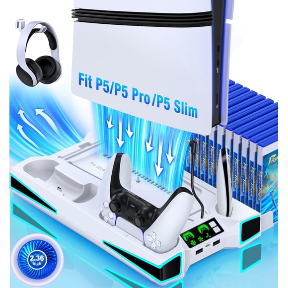 Soporte de refrigeración LIFUFUTEE PS5 con ventilador de refrigeración para PS5/Slim/Pro