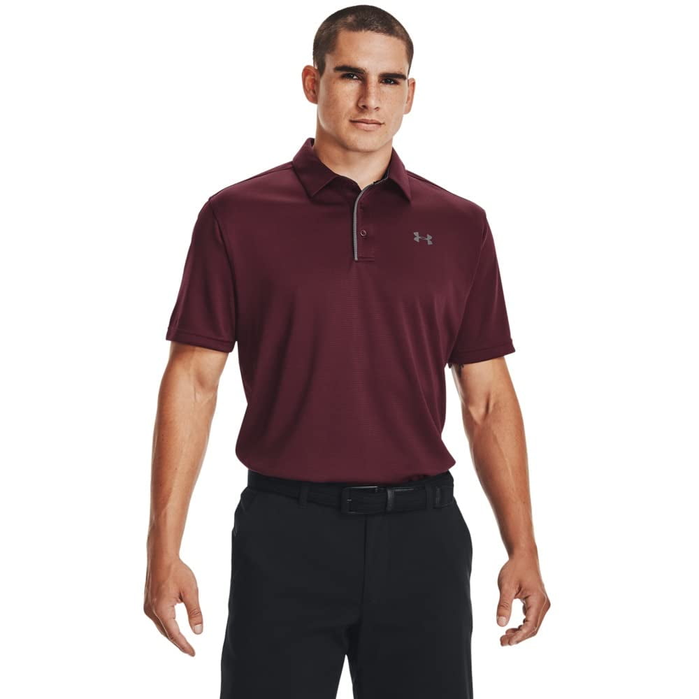 Polo De Golf Under Armour Tech Para Hombre, Color Granate Y Grafito