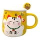 thumbnail image 1 of Taza Te Cafe Ceramica Gato Tapa Cuchara Amarillo, 1 of 2