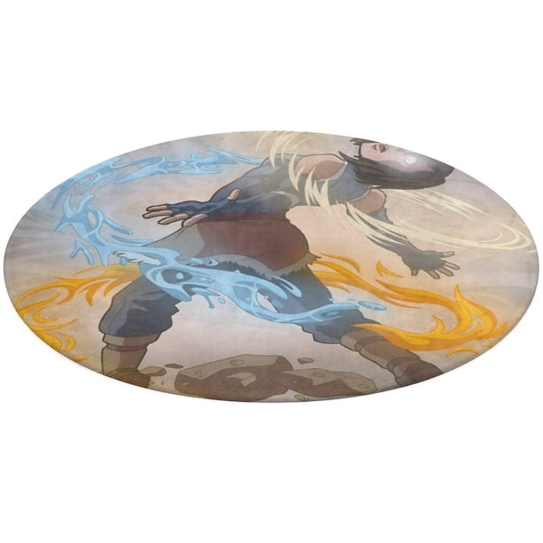 La Leyenda de Korra Alfombra Redonda de Felpa Coral, Antideslizante, No Desprende Pelusas, Lavable y Duradera para Salón, Dormitorio y Habitación de Niños 60cm