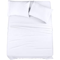 Juego De Sábanas Utopia Bedding Queen De Microfibra Cepillada, Color Blanco