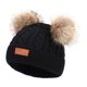 thumbnail image 5 of Ni?as, Ni?as Pom Poms, Sombrero, Grueso, Cálido, Invierno, Algodón Suave, Gabadras De Punto Negro, 5 of 5