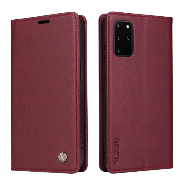 Funda Billetera de Cuero para Samsung Galaxy S20 Plus con Tarjetero y Soporte - Tapa Magnética Rojo