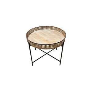 Oem - Mesa De Centro Auxiliar Madera Malla Decoración 49X40Cm