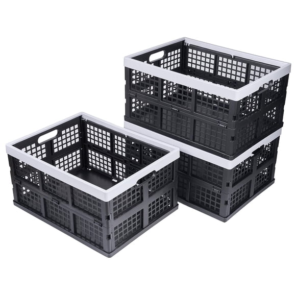 Set de 3 cajas plegables de 30 L Aebeky en negro y gris