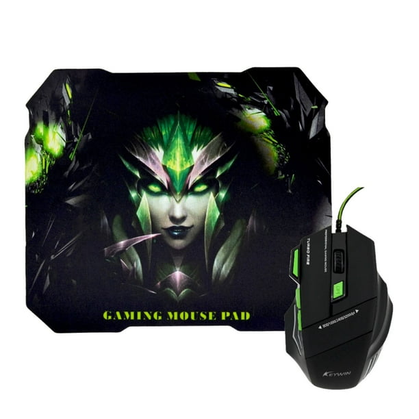 Kit Mouse Gamer Mousepad Ergonomico Verde Lider