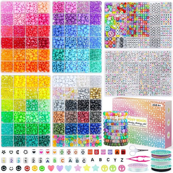 Kit de Cuentas Pony Sistenia de 4500 Piezas para Pulseras de Colores