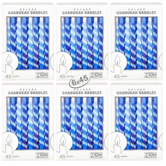 Set de Velas de Janucá Zion Judaica sin Goteo 45 Azul/Blanco