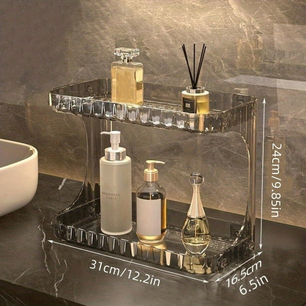 1pc Light Luxury Acrylic Storage Rack, Double-layer Toilet Washstand Cosmetic Storage Box, Bathroom Desktop Skin Care Products Storage Rack