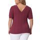thumbnail image 3 of Agnes Orinda Blusas de Talla Grande para Mujeres Cuello en V Manga Corta Jersey Tejido Casual 4X Burdeos, 3 of 5