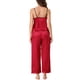 thumbnail image 3 of INSPIRE CHIC Conjunto de Pijama de Satén de 3 Piezas para Mujer, Top de Cami con Cuello en V Sedoso con Pantalones Palazzo y Máscara para Dormir, Ropa de Casa para Primavera Verano XL Rojo, 3 of 6