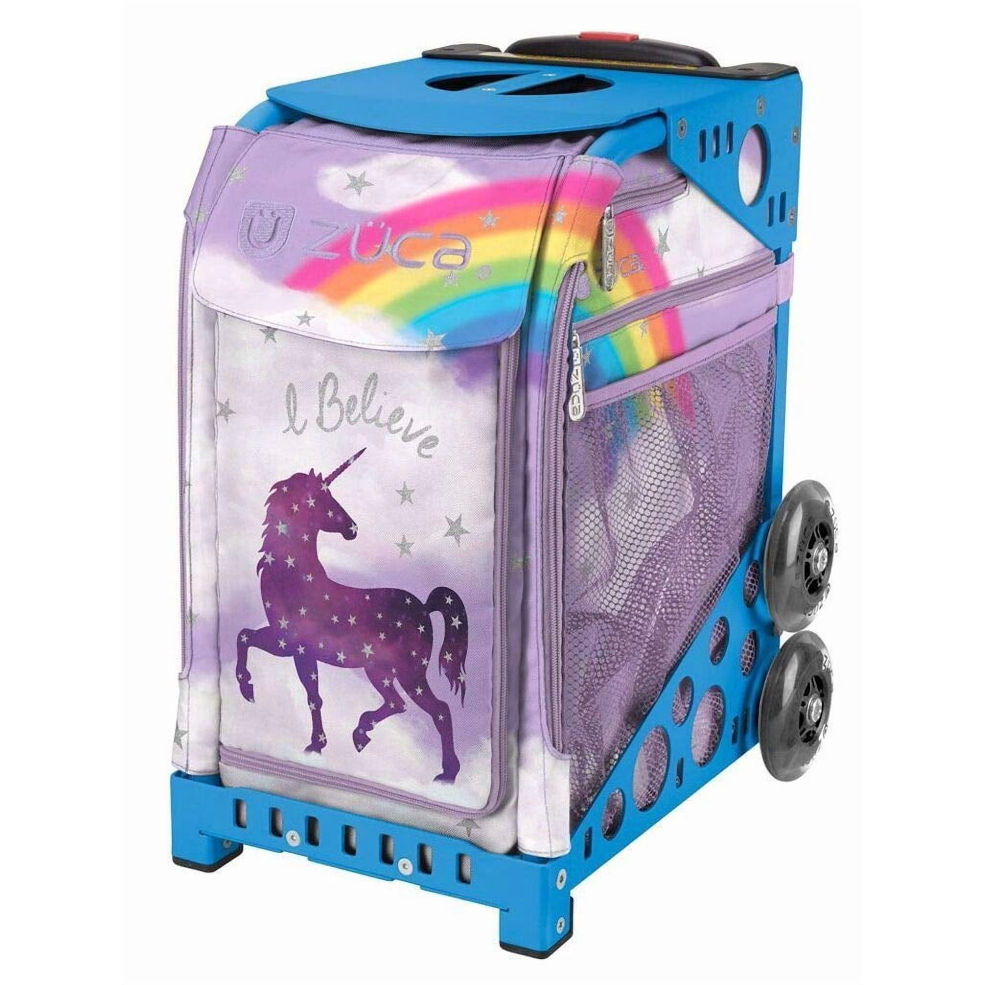 Bolsa Rodante Zuca Unicorn Sport Con Marco Azul Y Ruedas Parpadeantes