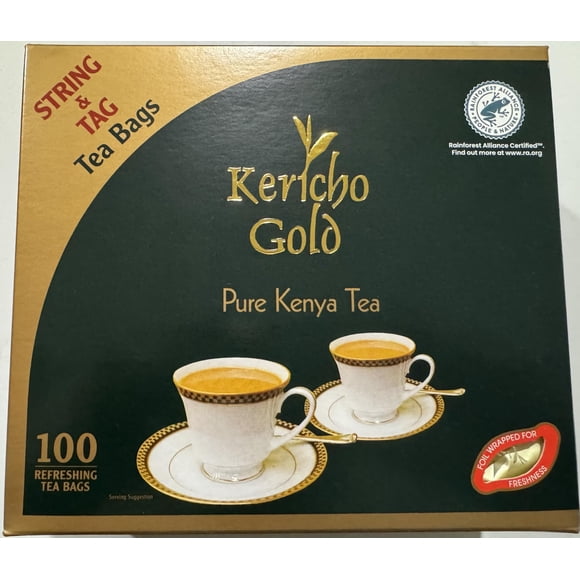 Té Kericho Gold Puro de Kenia en Bolsitas con Cuerda y Etiqueta