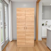 Tuhome - Despensa Varese Blanco Y Fresno Europeo 160,7X70X36,3 Cm 2 Puertas