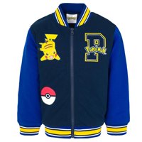 Chaqueta Bomber Pokémon Pikachu Para Niños De 14 A 16 Años, Color Azul Marino