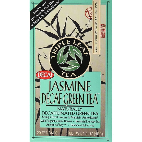 Té verde jazmín descafeinado Triple Leaf, 20 bolsitas