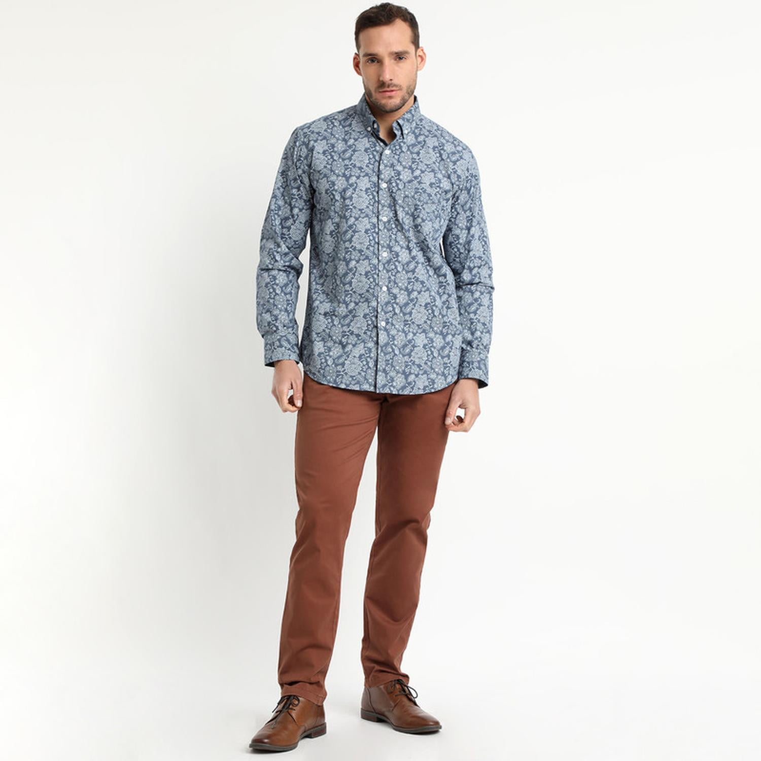 Truval - Camisa Trevira Estampada Celeste Celeste Xl