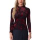thumbnail image 1 of INSPIRE CHIC Top de malla transparente para el Día de San Valentín para mujeres, camiseta de cuello simulado con estampado floral de terciopelo M Negro Rojo, 1 of 5