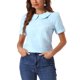 thumbnail image 1 of INSPIRE CHIC Blusa con Cuello Peter Pan para Mujeres Regreso a Clases Jacquard Floral Manga Corta Abullonada Kawaii Talla XL Azul Claro, 1 of 6