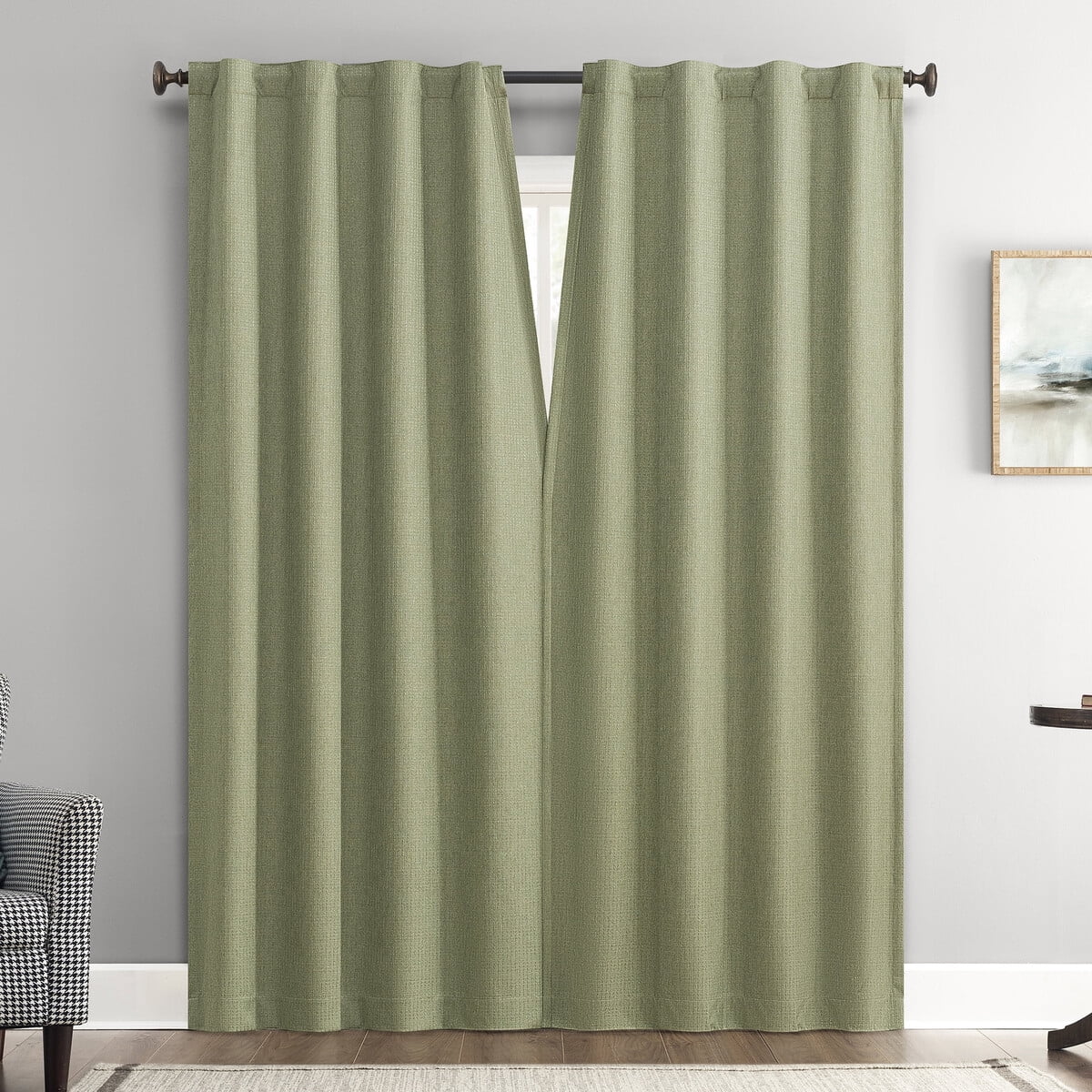 Cortina Sun Zero Vance 2 Paneles Blackout Total Verde Salvia 213x188cm
