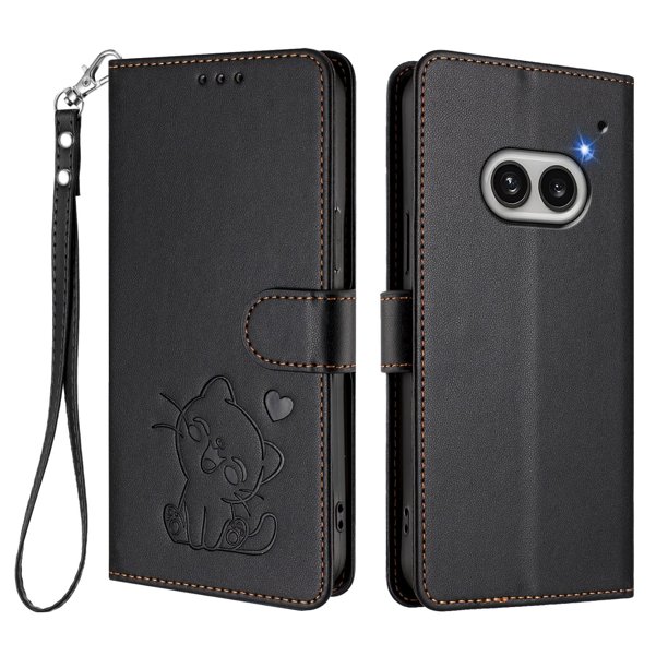Nothing Phone 2A Funda Billetera de Gato, Negro