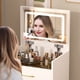 thumbnail image 3 of 3 in 1 Vanity Desk with open Top Mirror,Small Make Up Vanity Set with Visible Glass Desktop,Compact Makeup Vanity with 3 Drawers,Dressing Table for Bedroom, 3 of 3