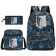 thumbnail image 1 of 3pcs Backpack Crossbody Bag And Pen Bag Set, Fashionable Print Backpack, Large Capacity Travel Bag, Students School Bag, Men And Women Lightweight Bag, 1 of 5