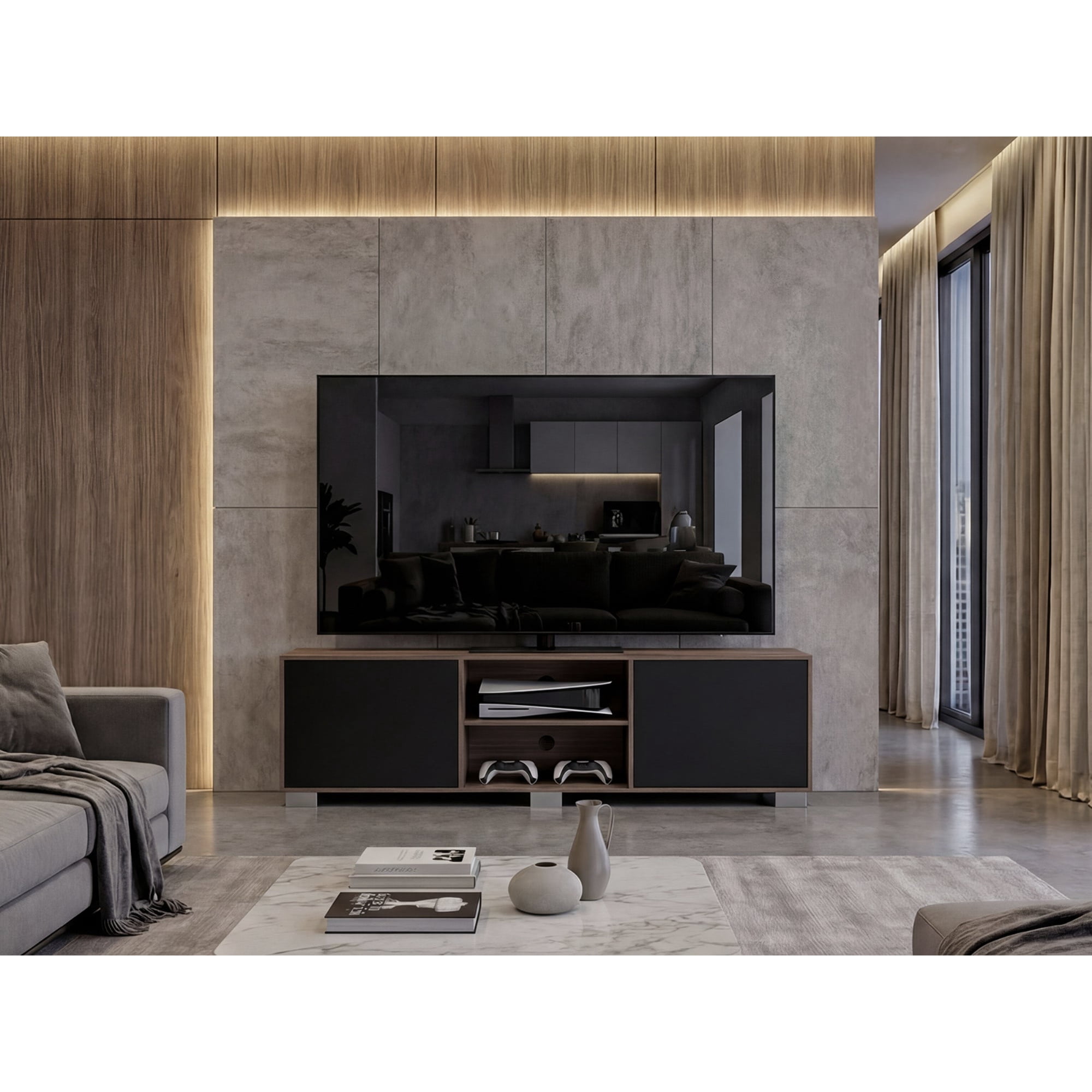 Tuhome - Rack Tv 80" Classic Color Caramelo Y Wengue