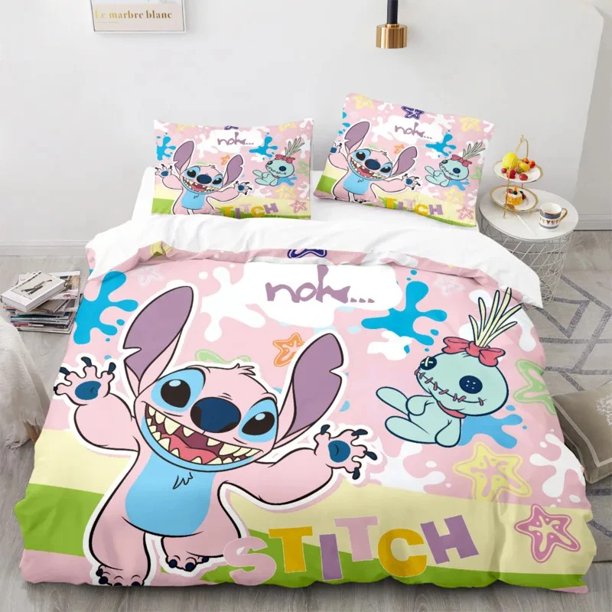Home Room Bedroom Decoration Stitch Duvet Cover Pillow Cover Boy Girl Duvet Cover Gift Cartoon Bedding Queen Double Bed Bed Sheets