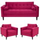 thumbnail image 1 of Living Retro Sofa 3 Cuerpos + 2 Sofá 1 Cuerpo Felpa Burdeo, 1 of 6