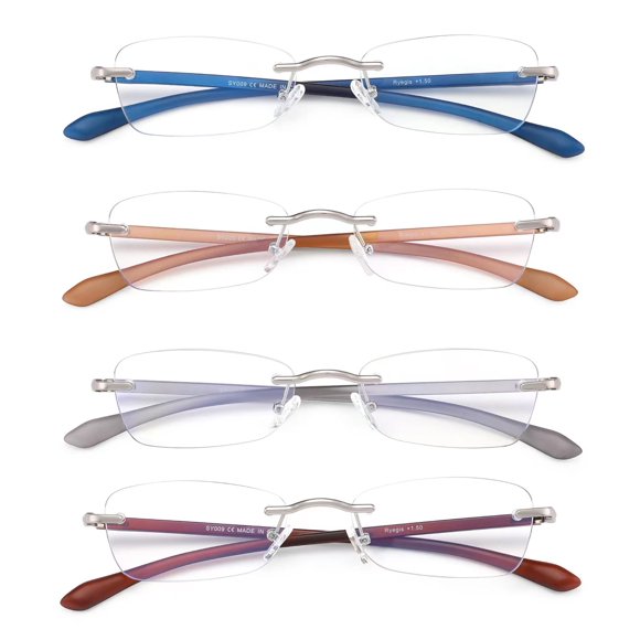Ryegis Gafas de Lectura Livianas y Flexibles para Mujer, 4 Pares sin Montura con Protección contra Luz Azul y UV 400