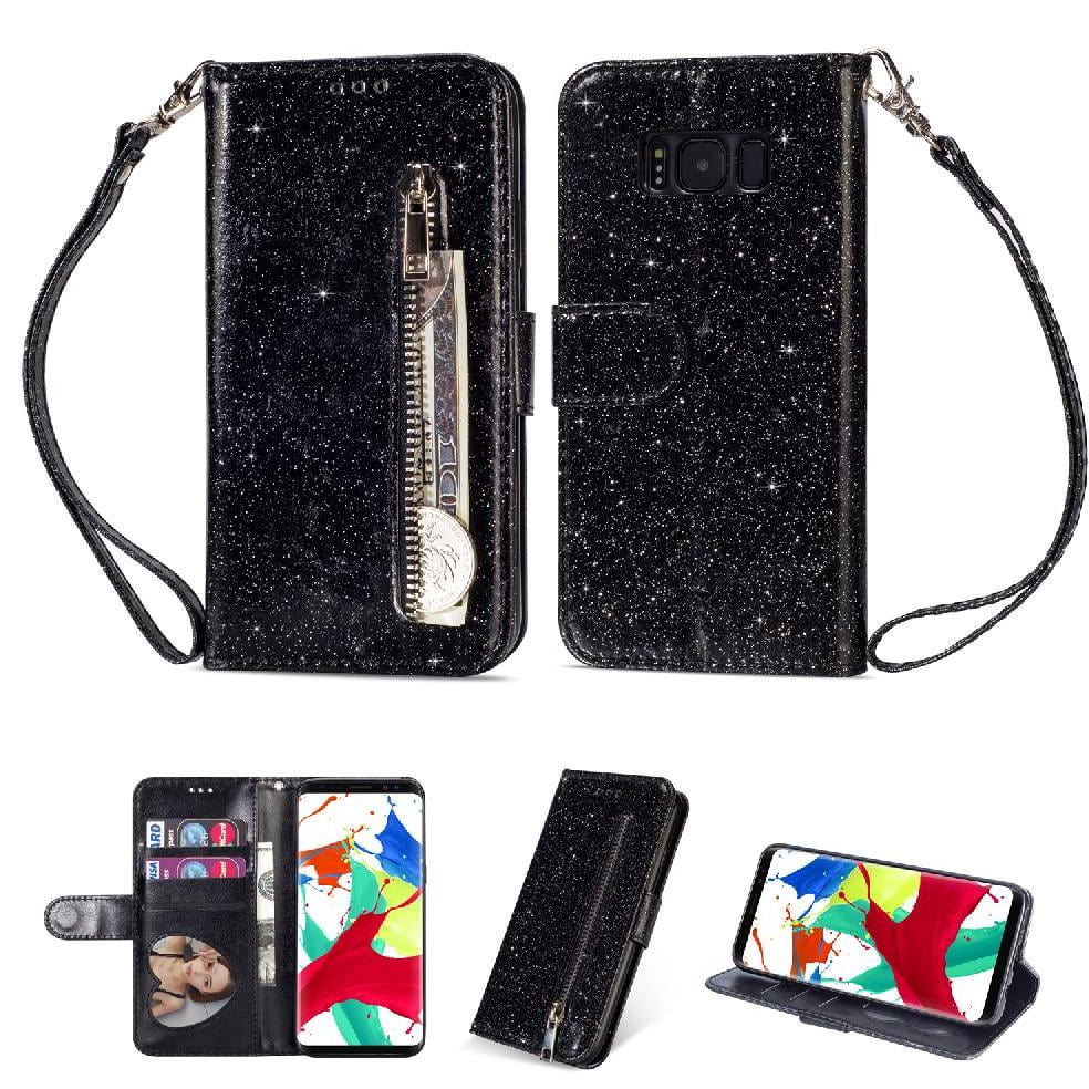 Funda Para Foxdock Elegante Funda Samsung Galaxy S8 Glitter Con Cremallera-ideal Para El Uso Diario