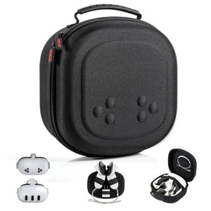 Genérico - Funda De Transporte Rígida Para Meta Quest 3S/Quest 3/Vision Pro - Compatible Con Casco De Rv, Mandos Táctiles - Diseño Que Ahorra Espacio Para Viajar Y Guardar En Casa-Negro