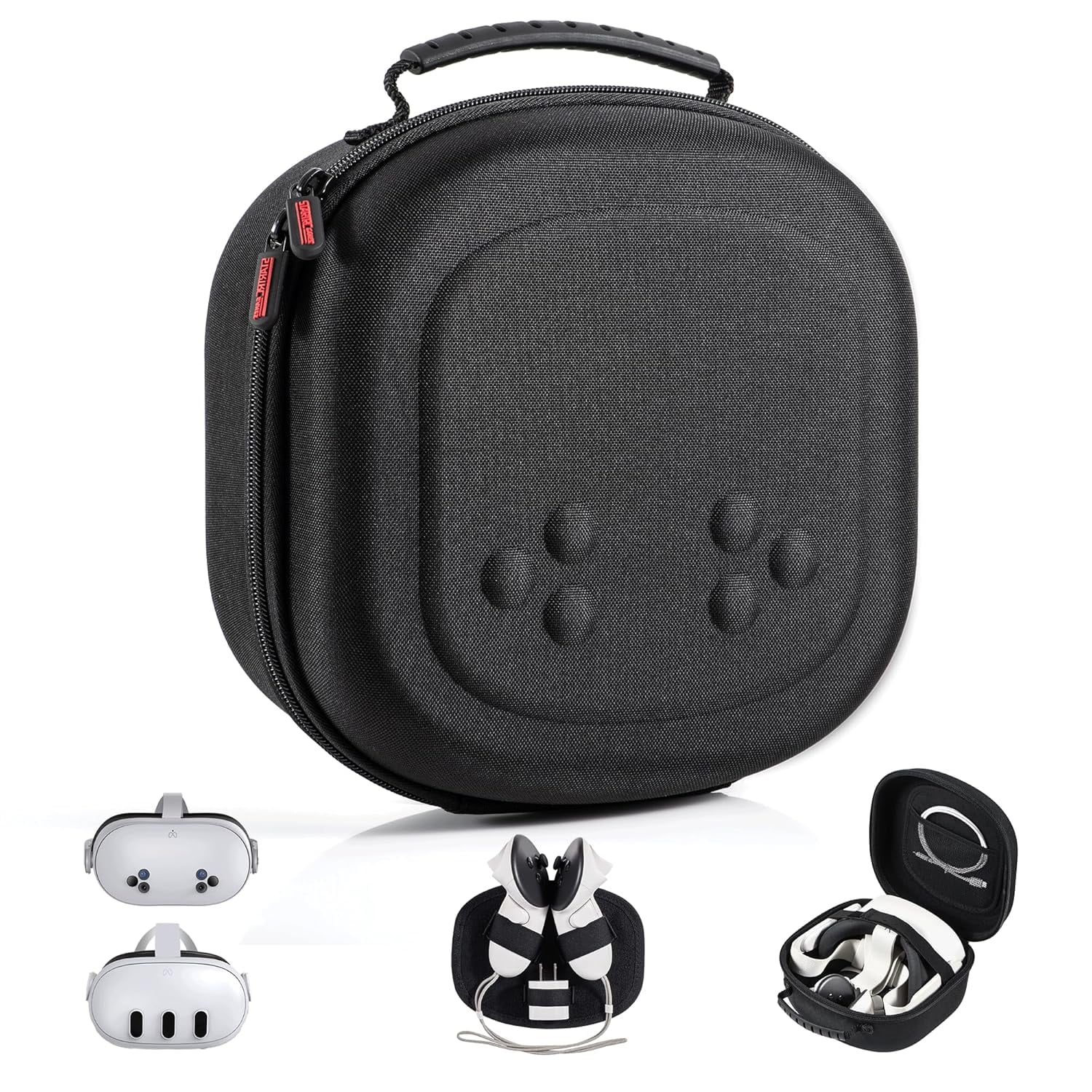 Genérico - Funda De Transporte Rígida Para Meta Quest 3s/quest 3/vision Pro - Compatible Con Casco De Rv, Mandos Táctiles - Diseño Que Ahorra Espacio Para Viajar Y Guardar En Casa-negro