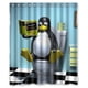 thumbnail image 1 of Cortina de ducha con ganchos para baño, diseño de El Pingüino Lee la Revista, de 66 x 72 pulgadas., 1 of 3