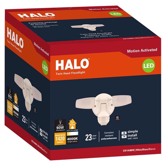 Floodlight Halo, LED cableado con sensor de movimiento, blanco, 15 W, 1420 lm