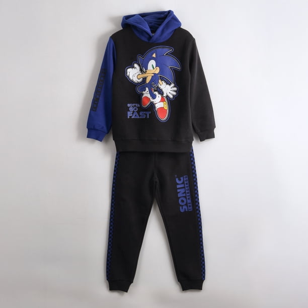 Conjunto Buzo Niño Hoodie Gotta Go Fast Negro Sonic