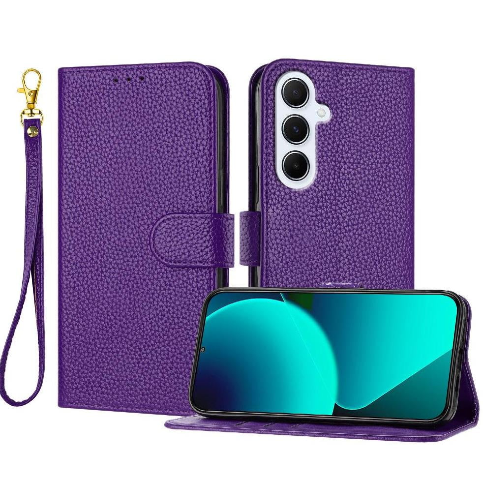 Foxdock - Funda Cartera Para Samsung Galaxy A56 5g Tarjetero Soporte Magnético Y Correa Morado