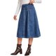 thumbnail image 4 of INSPIRE CHIC Falda de Jean para Mujer de Cintura Alta Casual A-Line Midi Falda de Mezclilla M Azul, 4 of 6