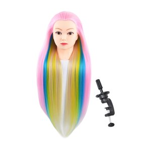 Ioensy - Maniquí Cosmetología Cabeza De Muñeca Cabeza De Maniquí Para Rizar El Cabello Maquillaje Enrollado Arco Iris Rosa