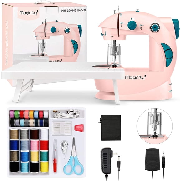 Máquina de coser Magicfly Mini de doble velocidad rosa