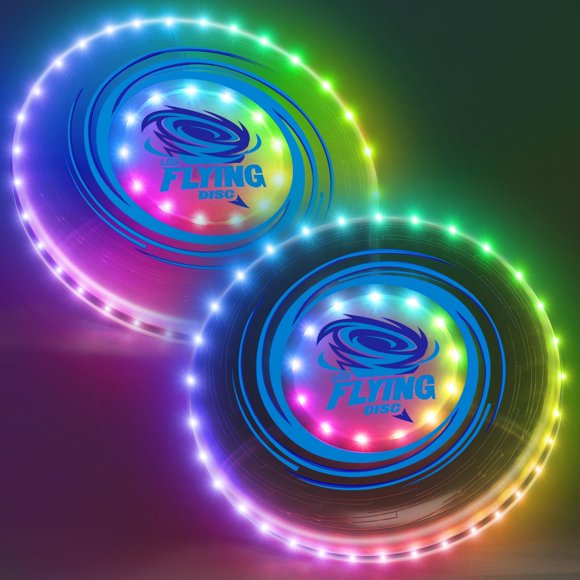 Flying Disc HYES, paquete de 2, 14 modos de luz, recargable