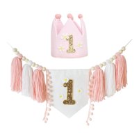 Bothyi - Banner De Silla Alta Y Sombrero De Corona, Decoraciones Para Fiesta De Primer Cumpleaños, Accesorios Fotográficos