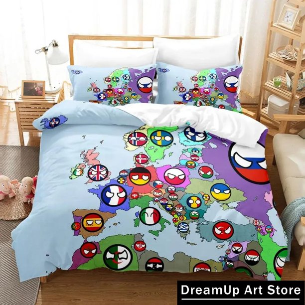 Fashion Countryball Polandballs Bedding Set Boys Girls Duvet Cover Pillowcase Bed Adult Bedroom