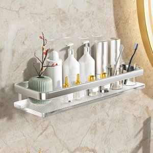 Bothyi - Estante Flotante Para Baño, Soporte Montado En La Pared Para Cocina, Baño, Sala De Estar, Argent, 40Cm