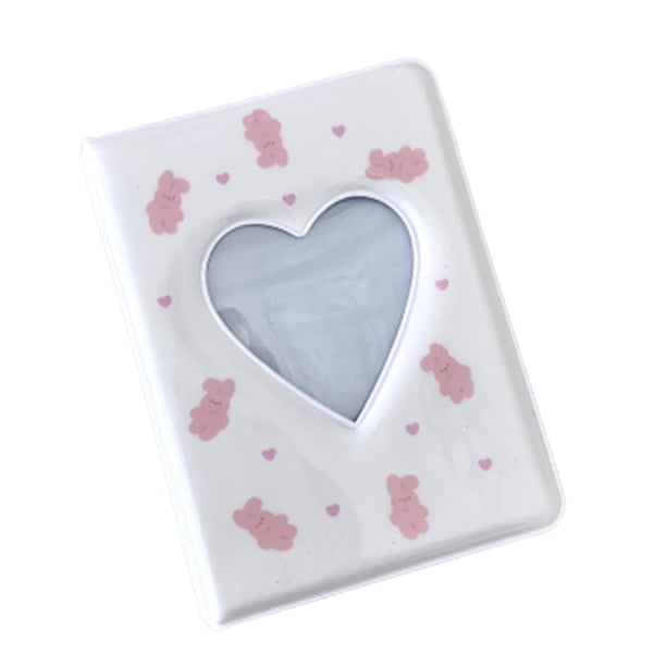 Mini álbum de fotos de 3 pulgadas, fundas para tarjetas fotográficas, resistente, ligero, hueco, soporte para tarjetas fotográficas, libro, tarjeta de conejo rosa