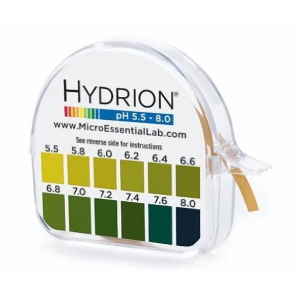 Rollo de prueba de pH HYDRION de 15 pies con tabla y dispensador de 5,5 a 8,0 pH