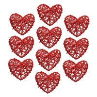 Magideal - 10 Bolas De Mimbre En Forma De Corazón, Decoraciones Navideñas, Manualidades, Colgantes Para Corona, Hogar, Regalos Del Día De San Valentín Para Niños Rojo