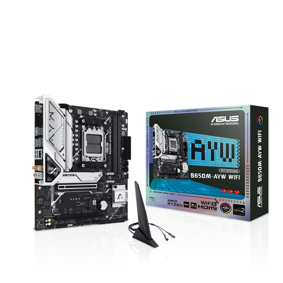 Placa Madre ASUS B650M-AYW WiFi, Socket AM5, 2x DDR5, 2x NVMe, Wi-Fi 6, 2.5 GbE, Micro-ATX