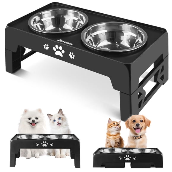 Comedero Elevado Ajustable Jovrun para Perros con Platos de 6.6-13.5 cm